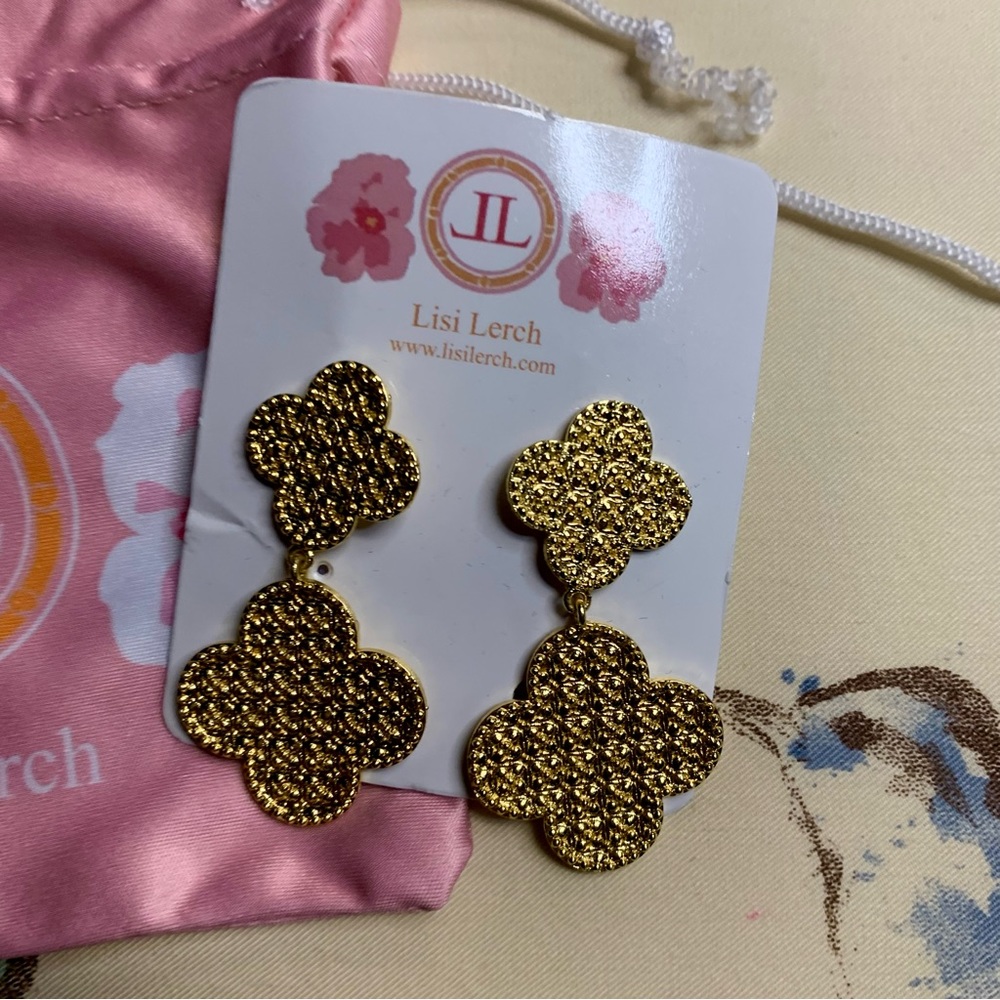 💛 Lisi Lerch Sloane Gold Statement Earrings NWT